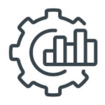 gear with line graph indicating machine optimization