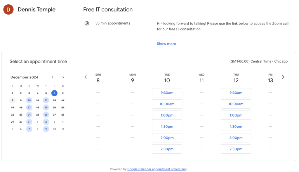 meeting calendar