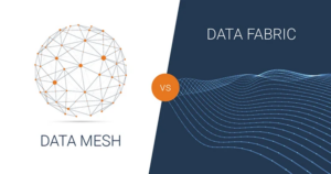 data fabric compared to data mesh illustration