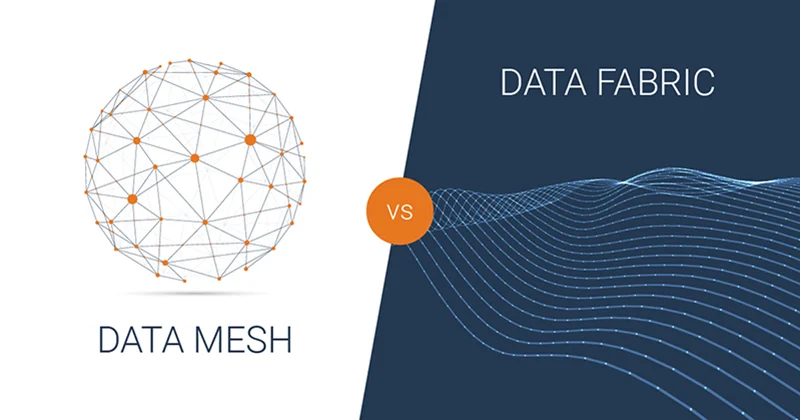 data fabric compared to data mesh illustration