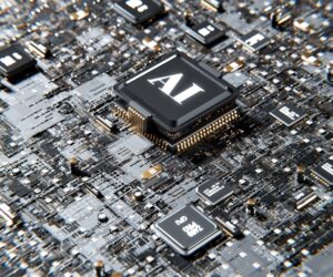 computer chip with artificial intelligence or AI label